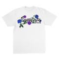Exquisite White Midnight Rose Vine Cotton-Polyester Blend Tees