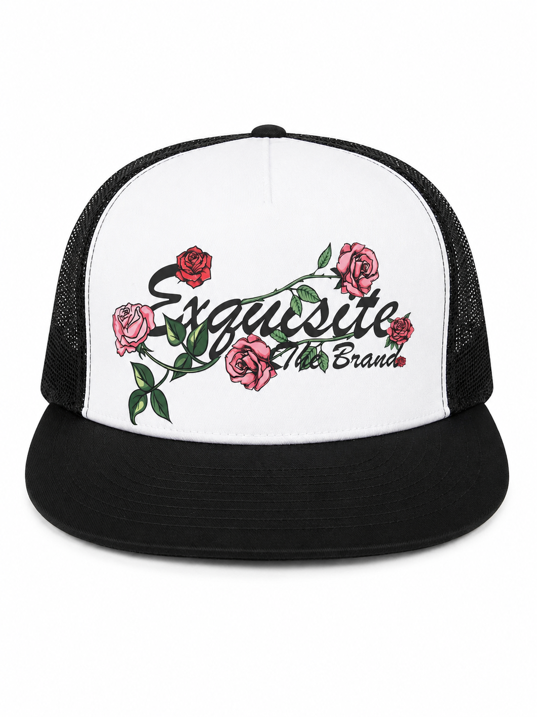 Exquisite Midnight Rose Script Flat Brim Snapback Hats